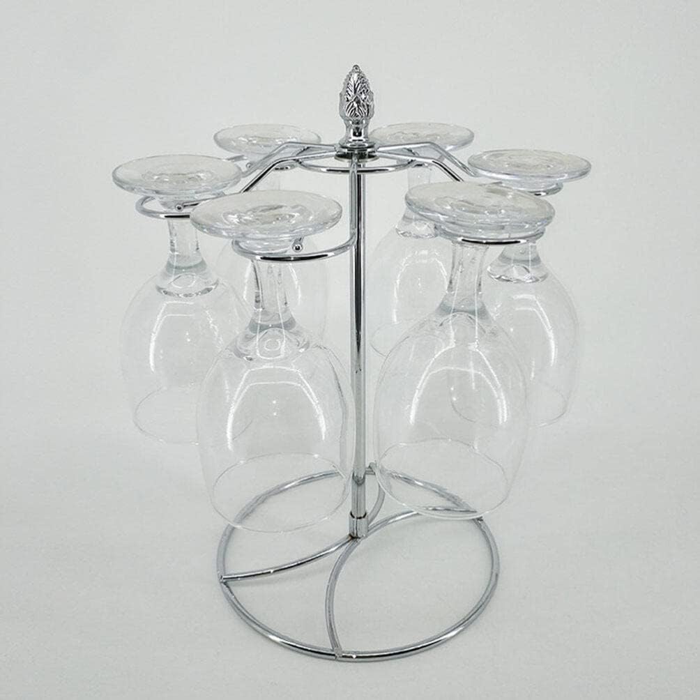 Cabilock Wine Glass Holder Freestanding Stemware Rack with 6 Hooks