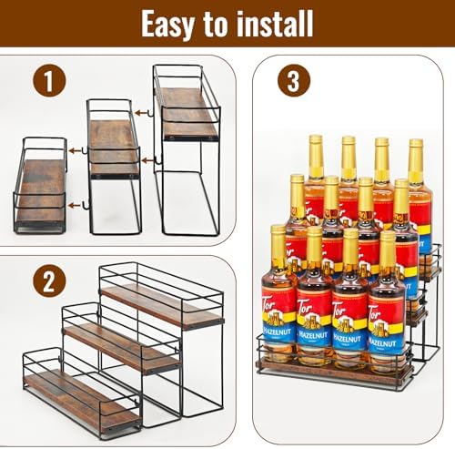 3 Tier Coffee Syrup Organizer Rack with Detachable Design