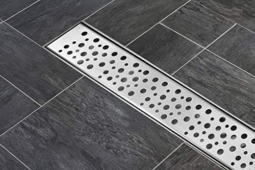DreamDrains 32 in Linear Shower Drain Kit with Brushed Finish
