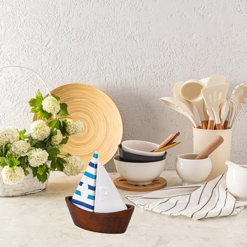 UNEAK Handcrafted Ceramic Sailboat Salt and Pepper Set