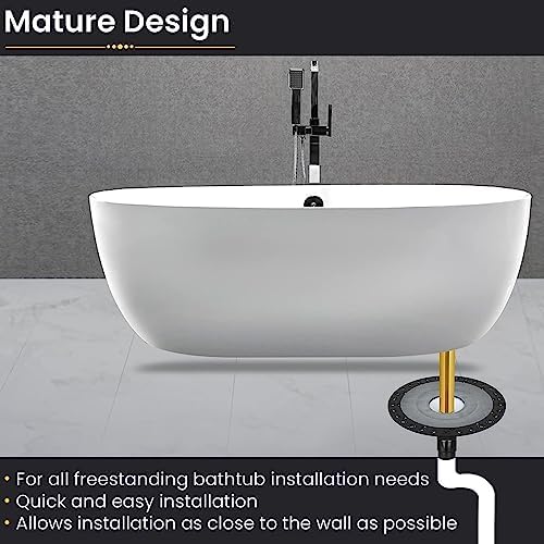 Freestanding Bathtub Drain Mounting Kit with ABS Adapter and Brass Liner