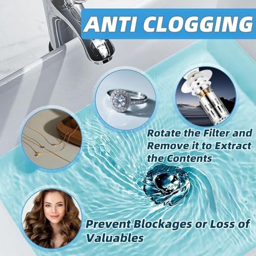 ZONCIHO Pop Up Sink Drain Strainer with Stainless Steel Basket