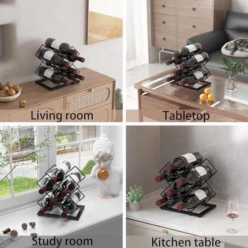 KOKSTOP 6-Bottle Countertop Wine Rack Modern Black Corner Holder