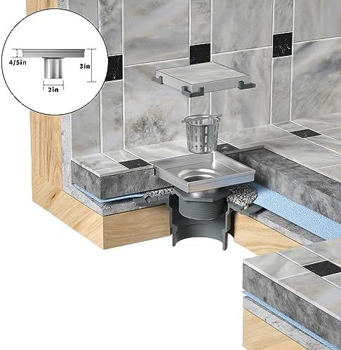 Bernkot Square Shower Drain 6 with 2 PVC Flange Base