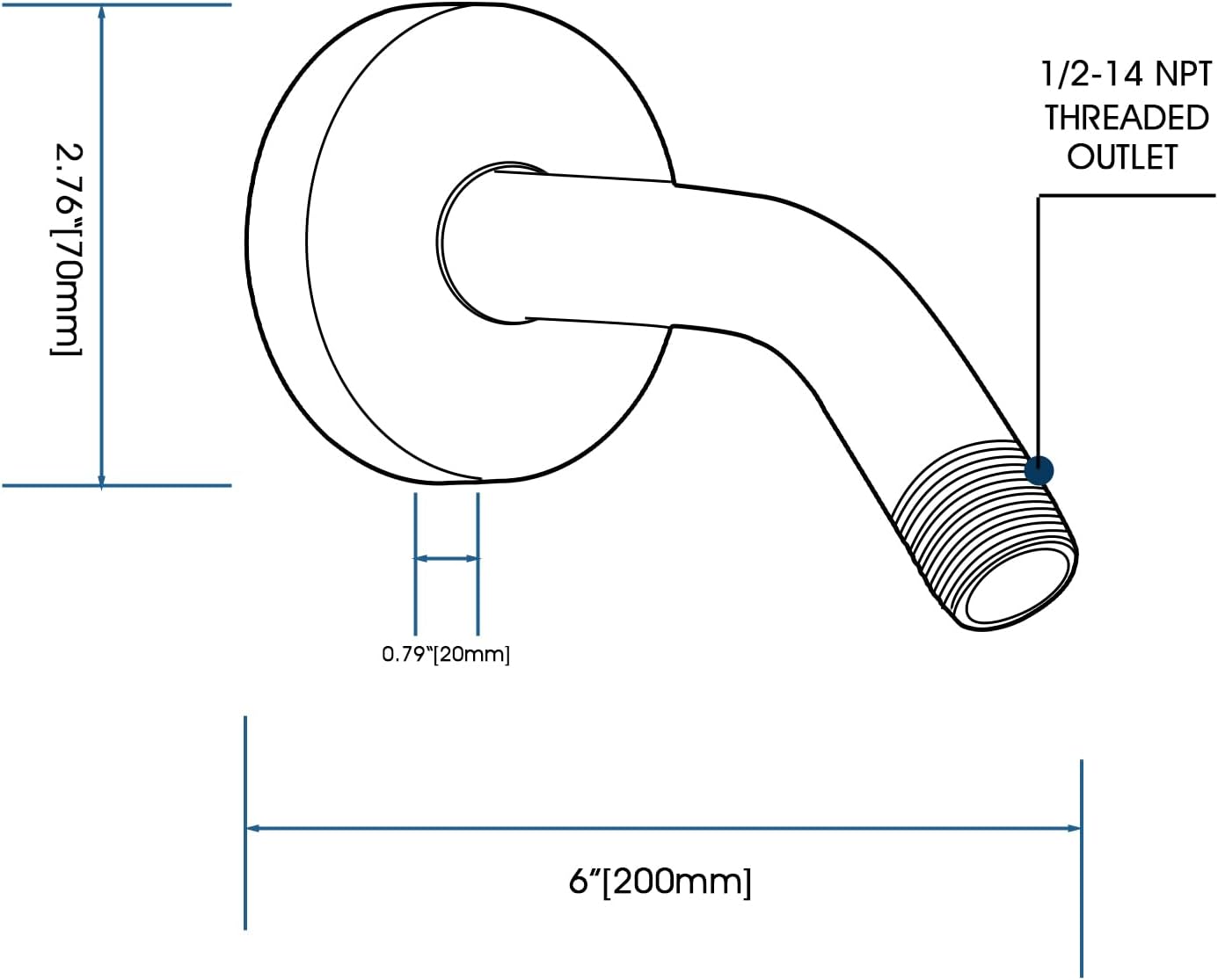 RAINREVIVE 6 Inch Shower Arm with Flange and Bracket