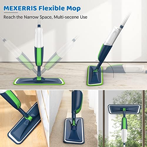Mexerris Wet Mop with 5X Washable Pads 2X Bottles