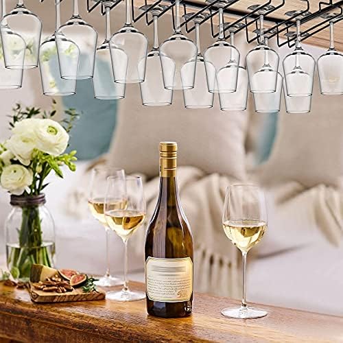 Xverycan Wine Glass Rack Under Cabinet 8 Row Metal Stemware Holder