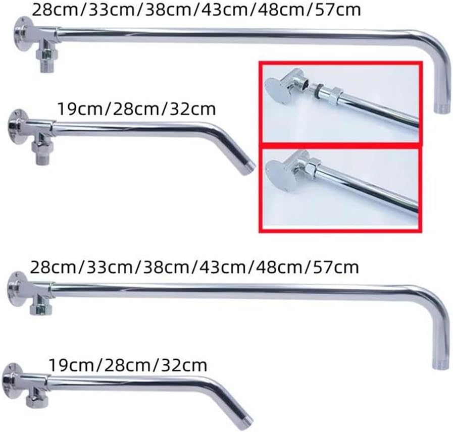 Stainless Steel Wall Mounted Shower Arm Holder - 28cm 45 Degree Extension
