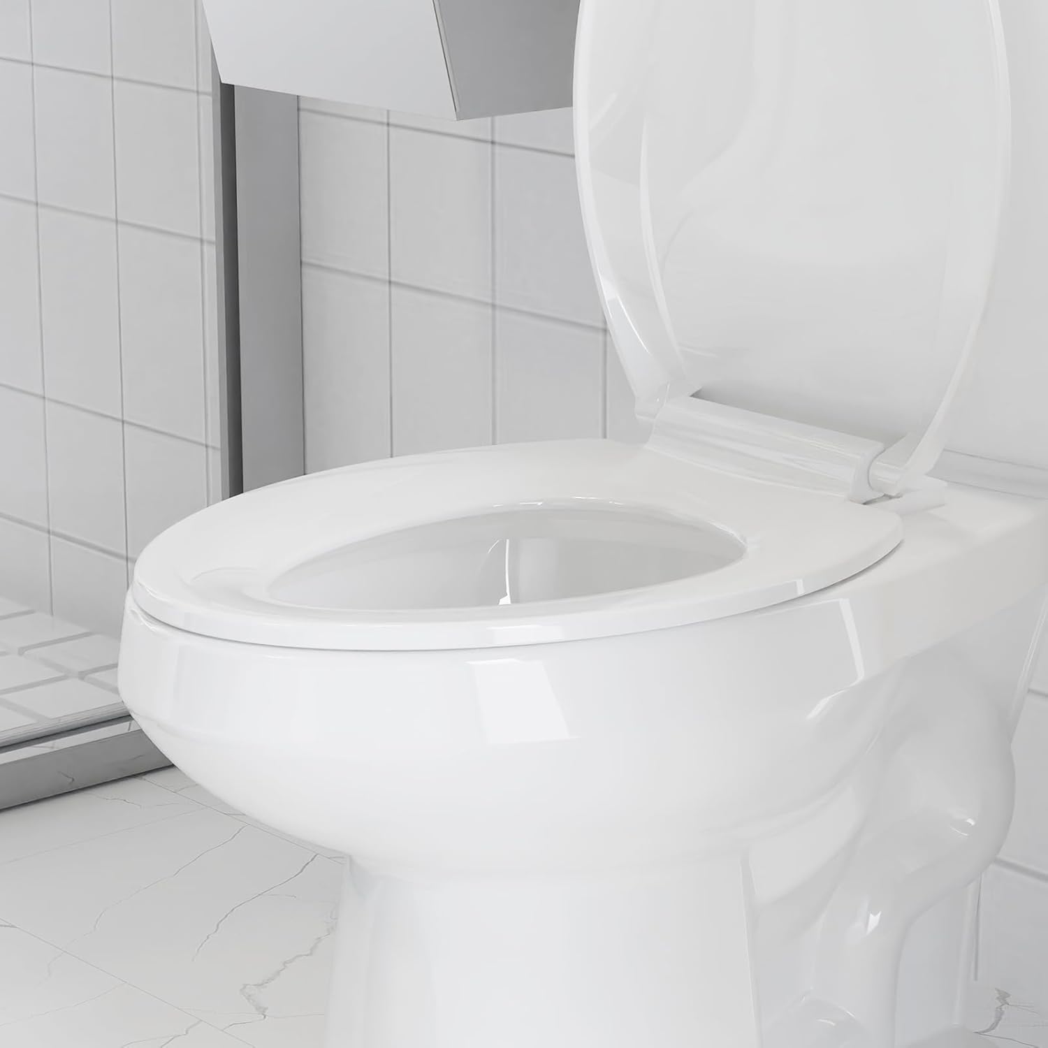 GarveeTech Elongated Toilet Seat with Slow Close and Quick-Release Hinges White
