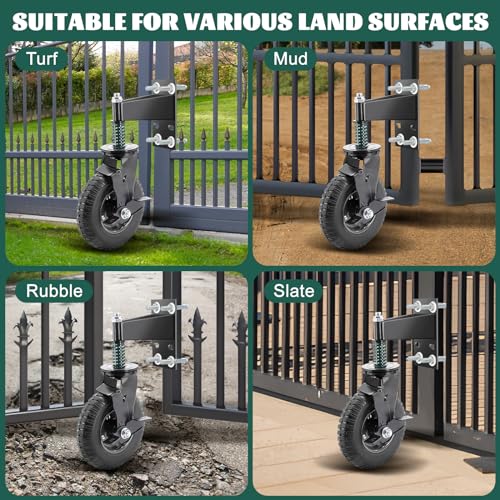 8 Inch Heavy Duty Gate Wheels with Brake and 360 Rotation