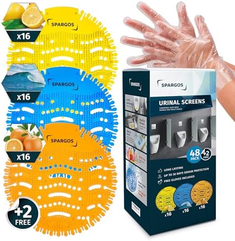 SPARGOS Urinal Deodorizer 50 Pack - Fresh 3D Wave Anti-Splash