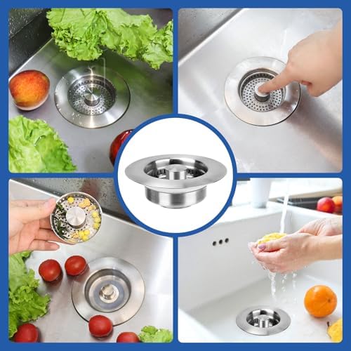 Upgraded 3 in 1 Kitchen Sink Drain Strainer - Stainless Steel