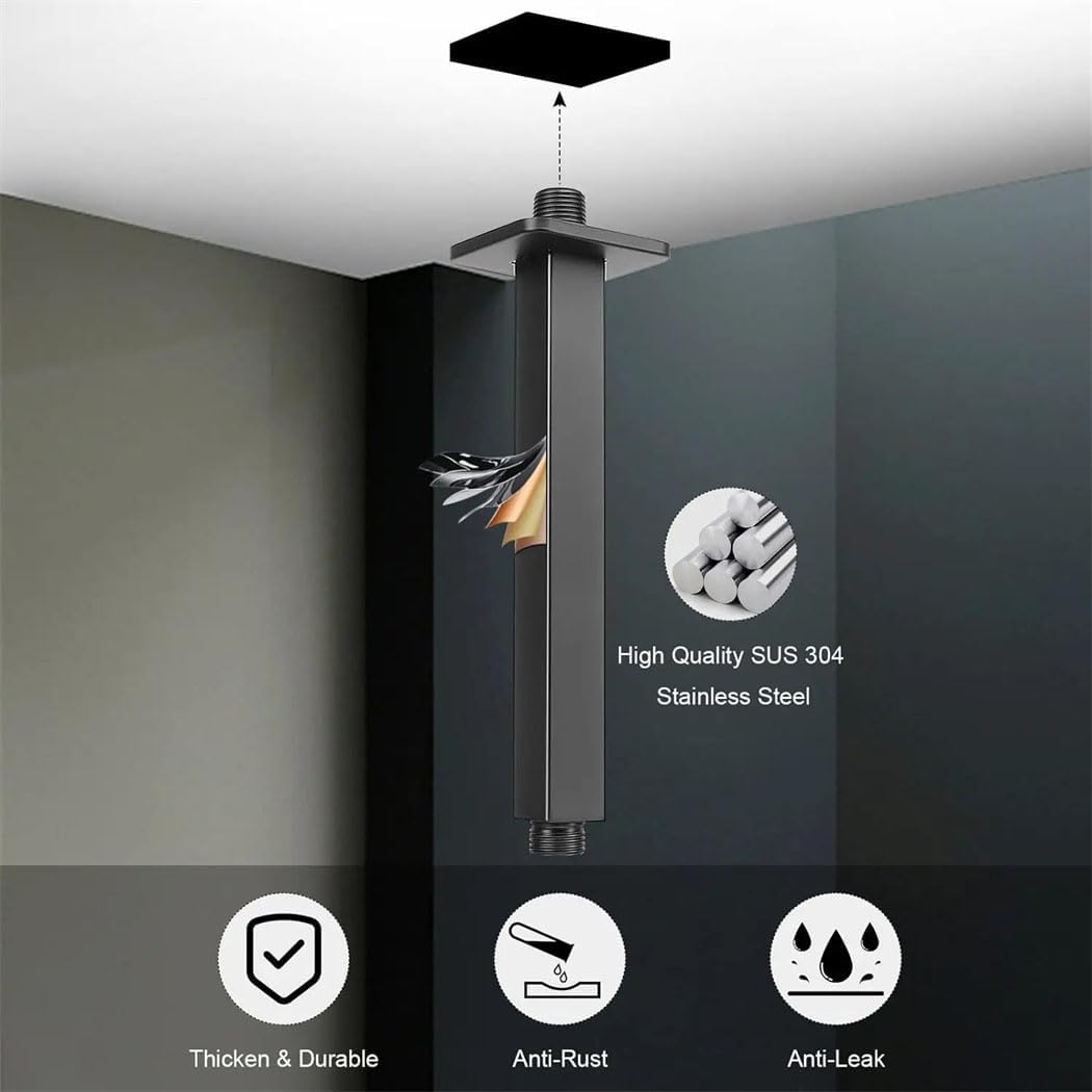 Chrome Ceiling Mount Shower Arm 25cm Stainless Steel