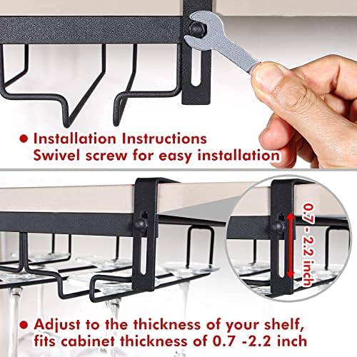 Kamehame Stemware Rack Under Cabinet 3 Rows Black