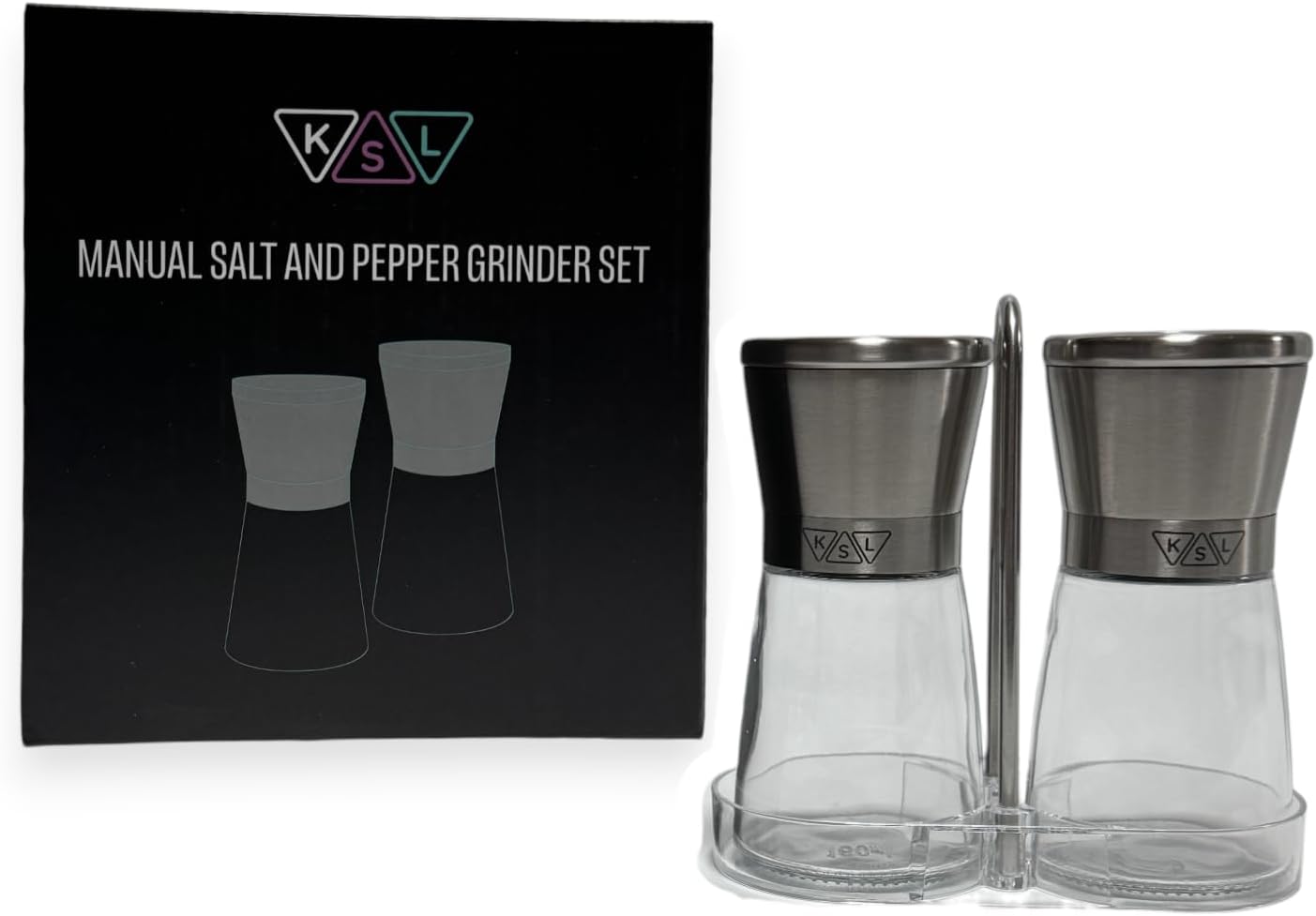 KSL Original Glass Salt Pepper Shakers Set - Modern Kitchen Essential