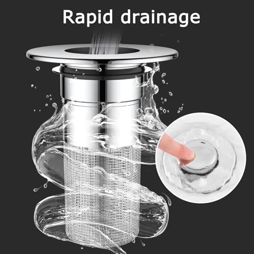 Bathroom Sink Drain Strainer - Pop Up Stainless Steel Hair Catcher