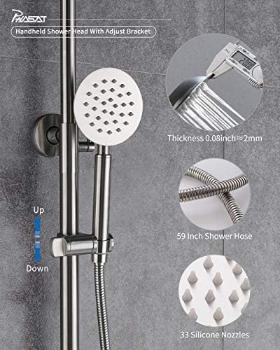 PHASAT 3 Functions Stainless Steel Shower System with Rainfall Head