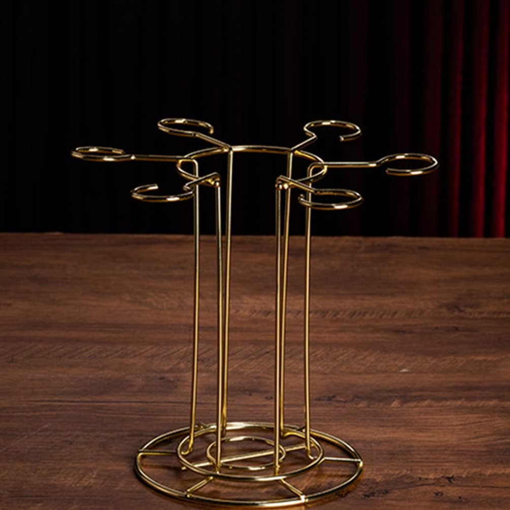 DOITOOL Wine Glass Holder Stand with 6 Hooks Gold
