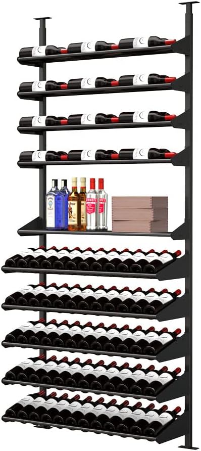 Showcase Wine Display - 84 Bottle Black Metal Rack