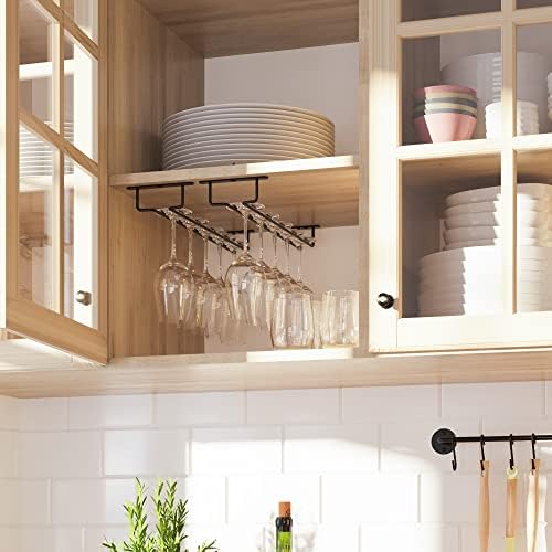 Wallniture Brix Wine Glass Holder Set of 2 Black Iron 17 Inch 1