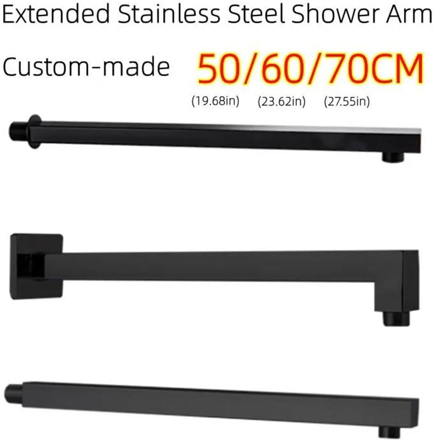 50-70cm Extended Black Stainless Steel Shower Arm