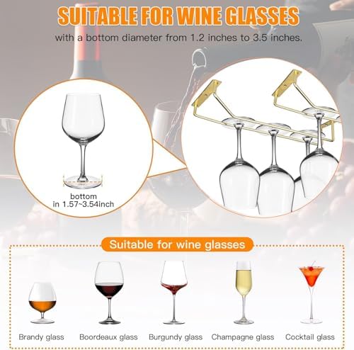 4PCS 106 Inch Wine Glass Rack - Stainless Steel Stemware Holder