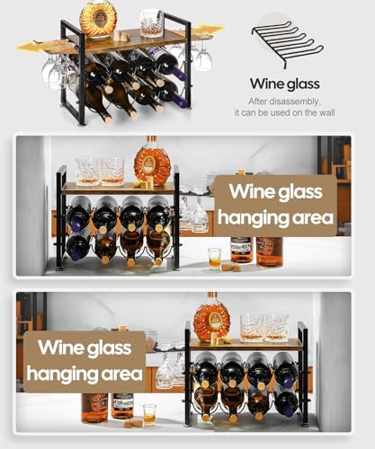 Vilaxing 8-Bottle Wine Rack with 12 Glass Holder