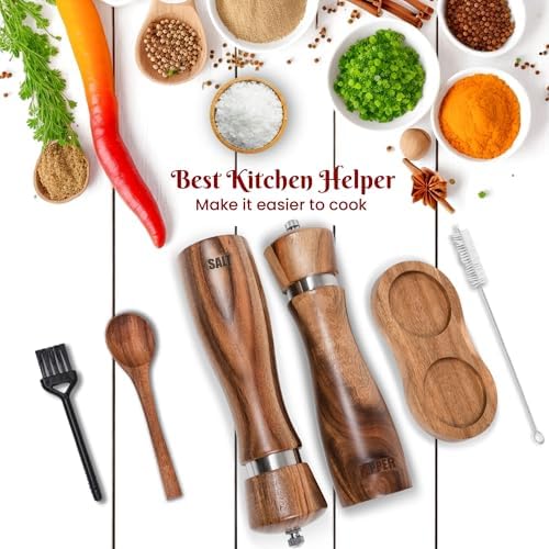 Acacia Wood Salt Pepper Grinder Set