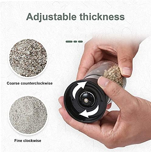 Adjustable Salt Pepper Grinder Set with Glass Body
