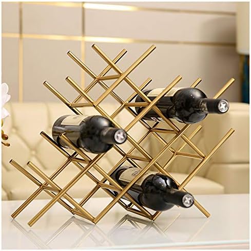 BOCbco Tabletop Wine Rack Rose Gold Iron Art Holds 13 Bottles