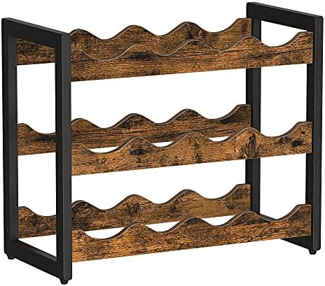 SONGMICS Tabletop Wine Rack 3 Tier 12 Bottle Storage
