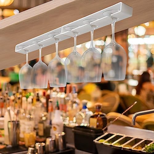 AQJUNONG 2 Pack Wine Glass Holder No Drilling Under Cabinet Rack 1