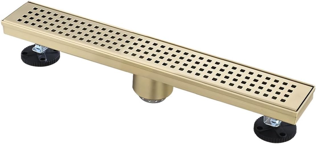 Benicabaly Linear Shower Drain with Brushed Gold Finish 1