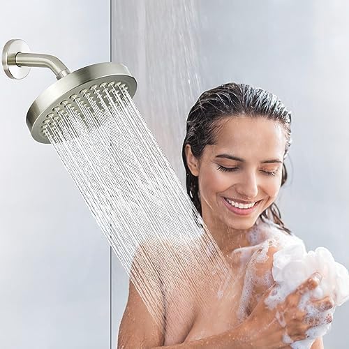 Nuodan 6 Inch Shower Arm with Flange Brushed Nickel 1