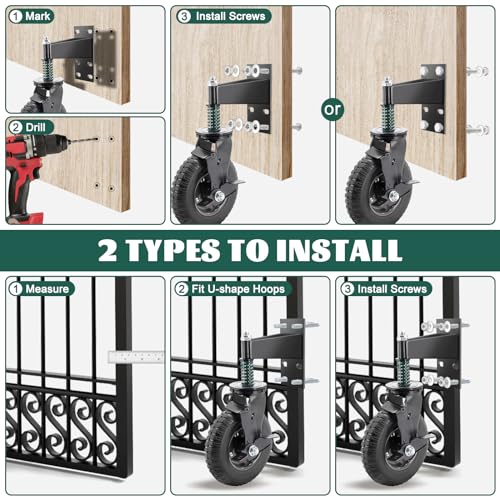 8 Inch Heavy Duty Gate Wheels with Brake and 360 Rotation