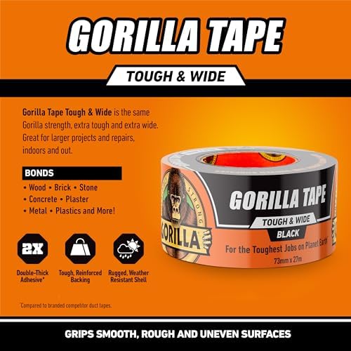 Gorilla 6003001 Tough Wide Duct Tape 30yd Black