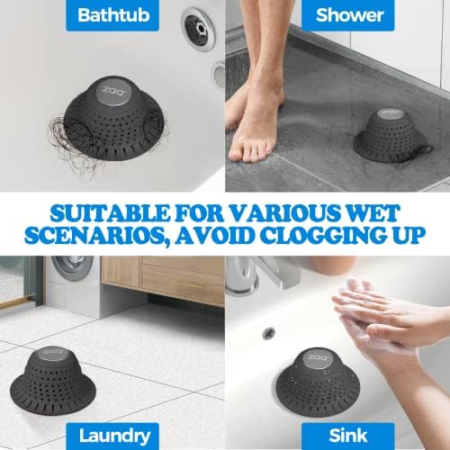 Zaa Bathtub Drain Hair Catcher 2 Pack Black
