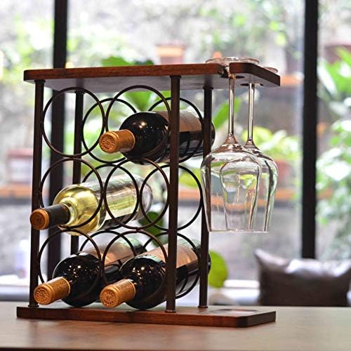 SASIDO Wine Rack with Tray and Glasses Holder