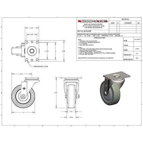 Snap-Loc 4 Inch Swivel Caster 375 LB Polyurethane