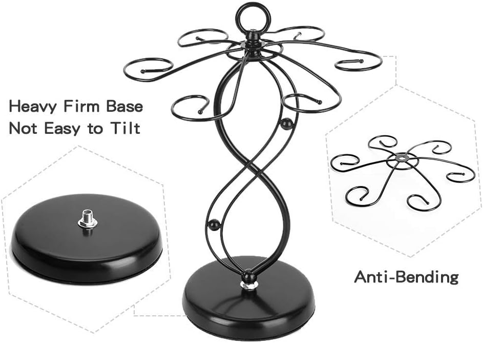 FOMANSH Countertop Wine Glass Holder with 6 Hooks Black 1