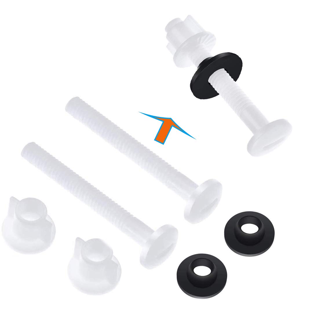 4 Pack Plastic Toilet Seat Hinge Bolts and Nuts Washers