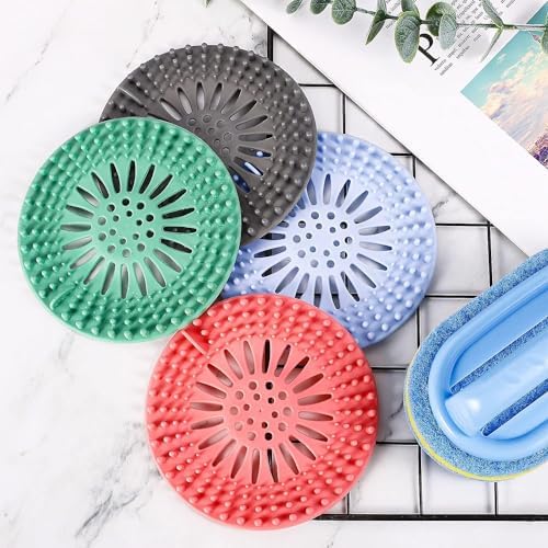 Pack of 6 Silicone Hair Catcher for Bath and Kitchen Drains