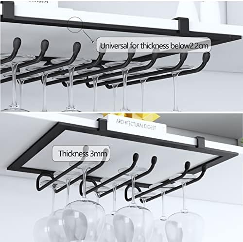 Suuim Metal Hanging Wine Glass Holder Black 40x23cm