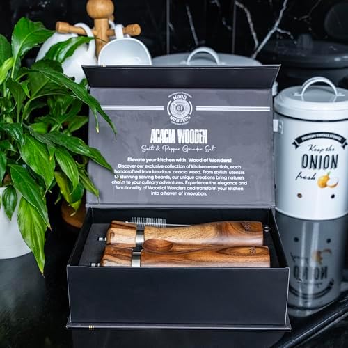 Acacia Wood Salt Pepper Grinder Set