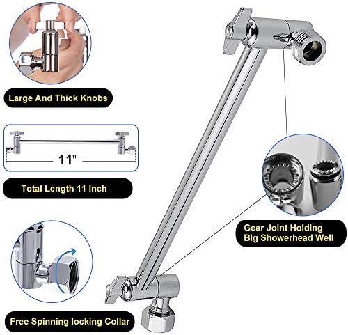 NearMoon Rain Shower Head with 11 Adjustable Arm