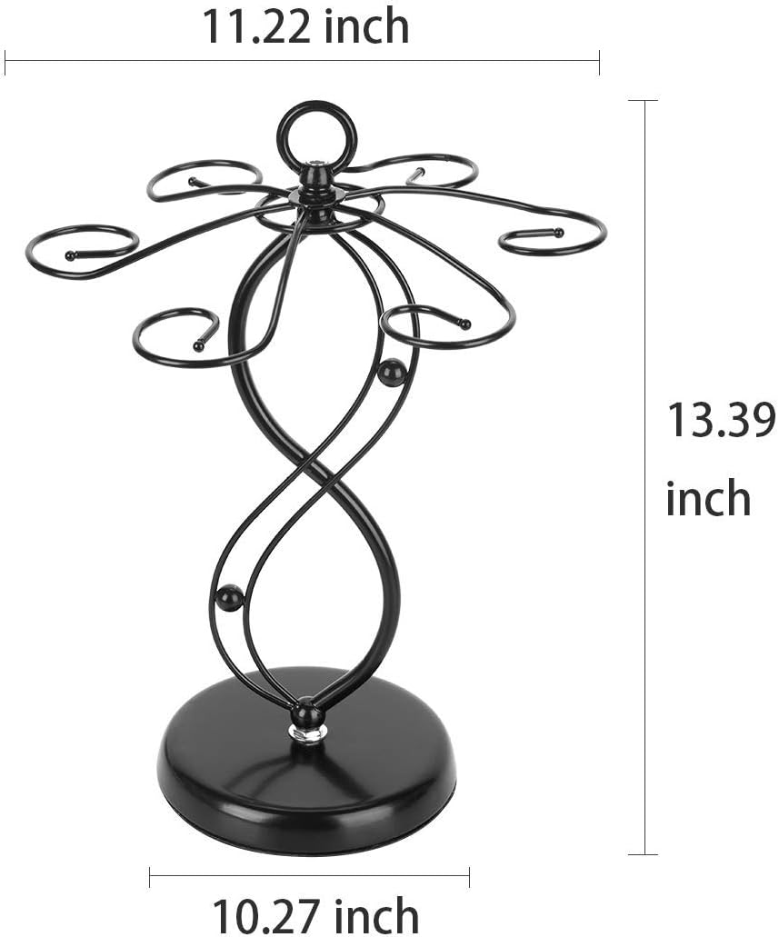 FOMANSH Countertop Wine Glass Holder with 6 Hooks Black 1