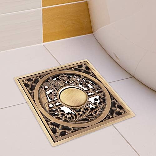 Tomotato Square Drain Strainer Antique Brass 10cm Drain Cover
