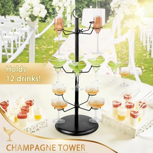AQAREA Champagne Tower Stemware Racks 3 Tier 12 Holders
