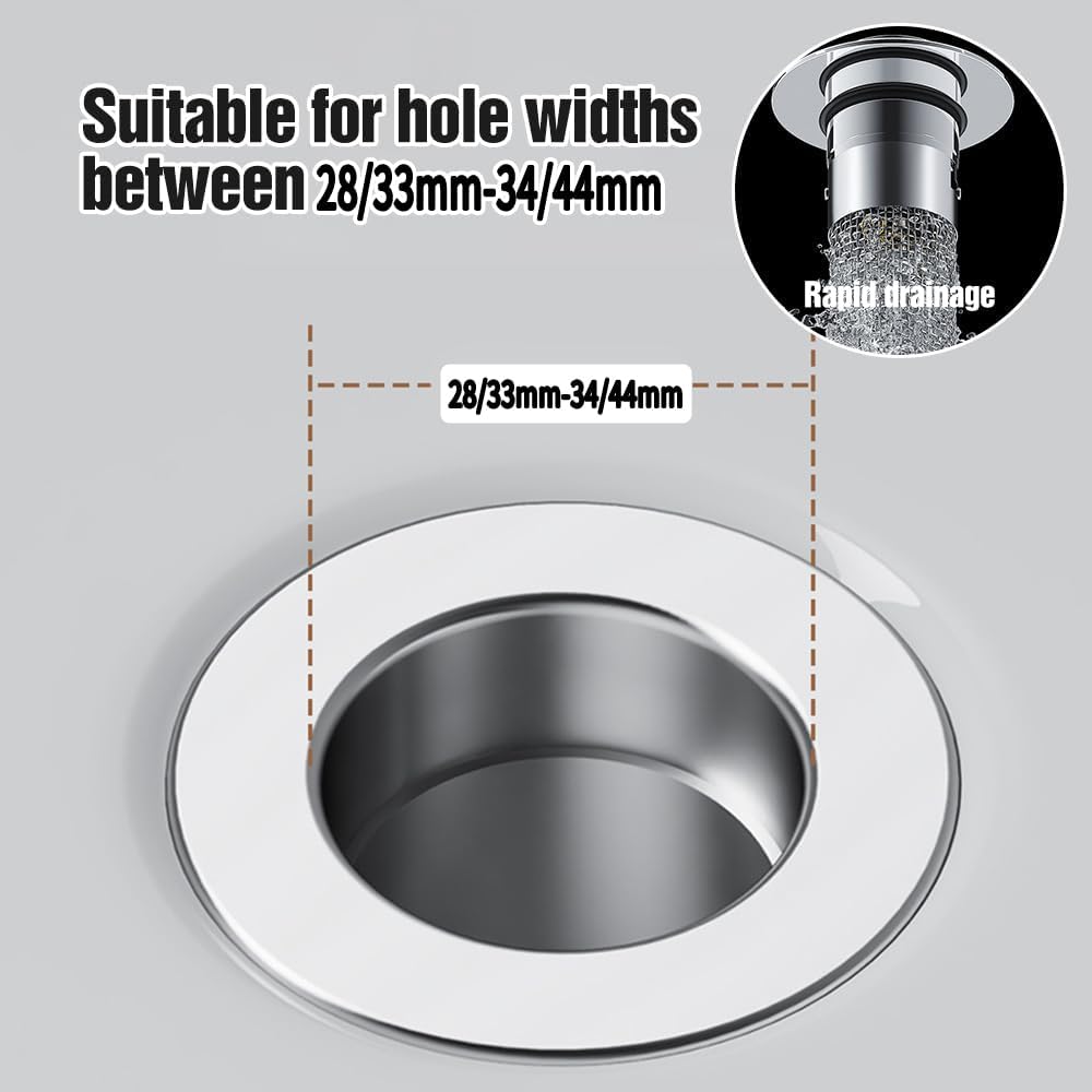 Bathroom Sink Drain Strainer with Two Sizes 2Pcs Hair Catcher