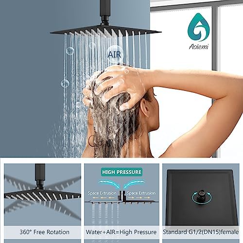Aolemi Ceiling Mount Shower System with Rainfall Head and Handheld